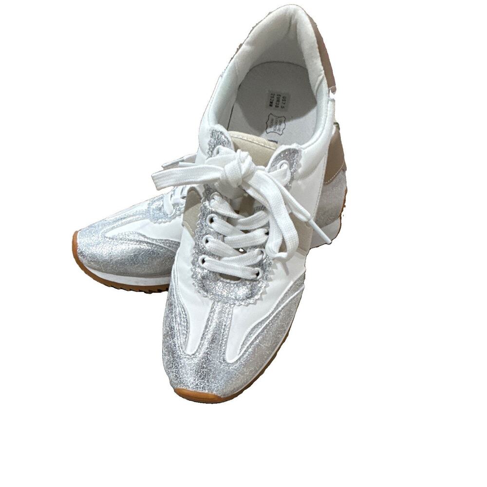 Project Cloud Memory Foam Lace-Up Women's Low Top Sneakers White/Silver 7.5